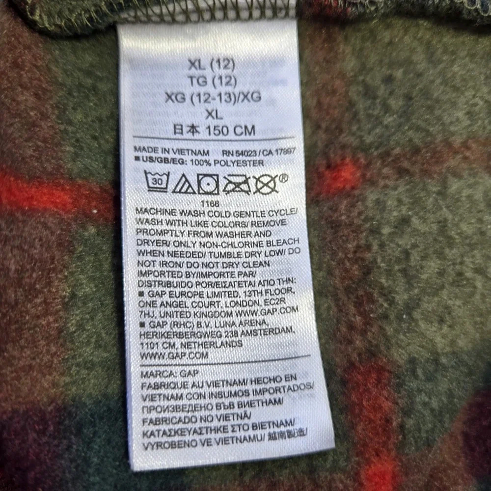 Gap Kids Cozy‎ Half Zip Shirt Jacket Boys Size XL Red And Green Plaid Shacket